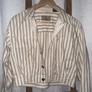 Vintage 80s 90s Lizwear Bomber Stripped Cotton Twill Jacket